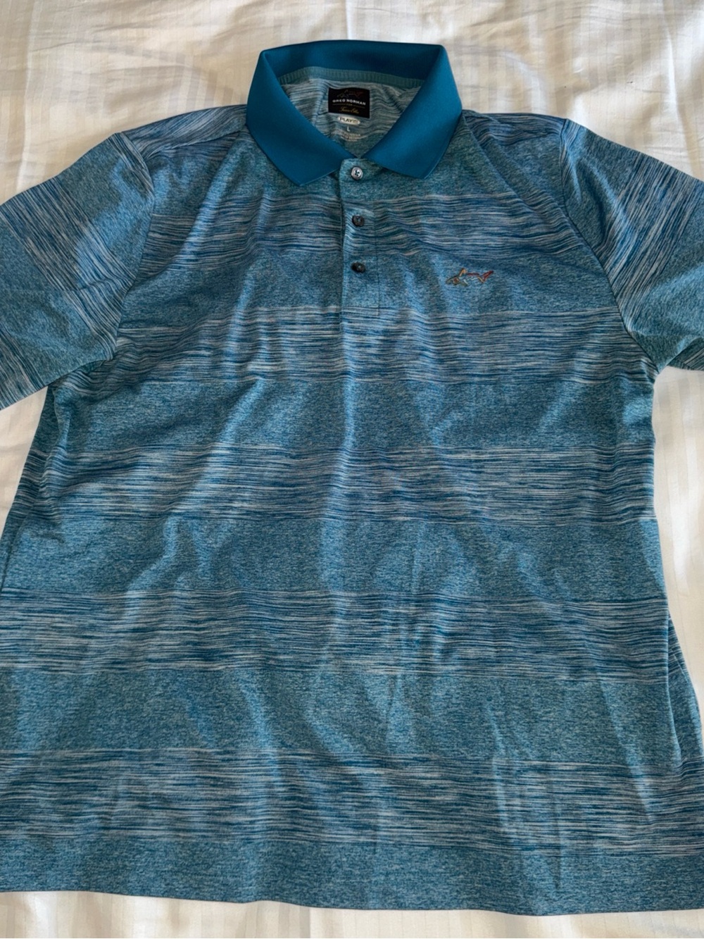 Greg Norman/Golf Polo/Performance PlayDry/Ocean Stripe/ Men Size L
